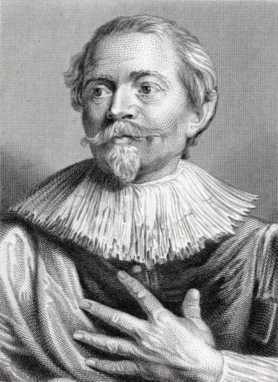 Portrait of Jacob Jordaens engraved by Edward Francis Finden by Anthony van Dyck